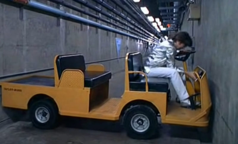 Austin Powers trying to turn around in a tunnel