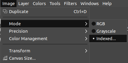 An image in indexed mode in the Gimp