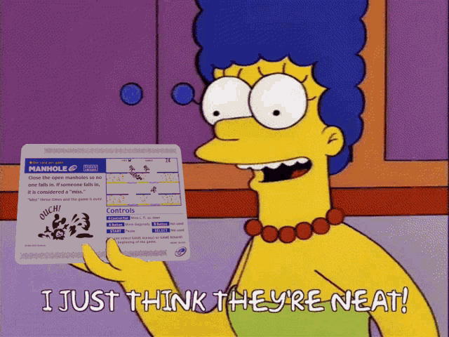 Marge Simpson holding up an E-Reader card